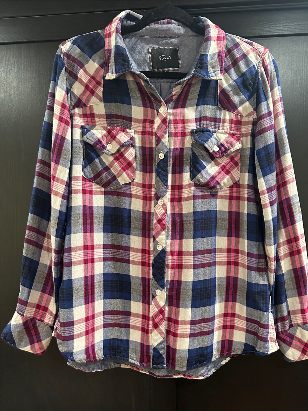 Rails Plaid Button-Down Shirt in Blue, Pink & White